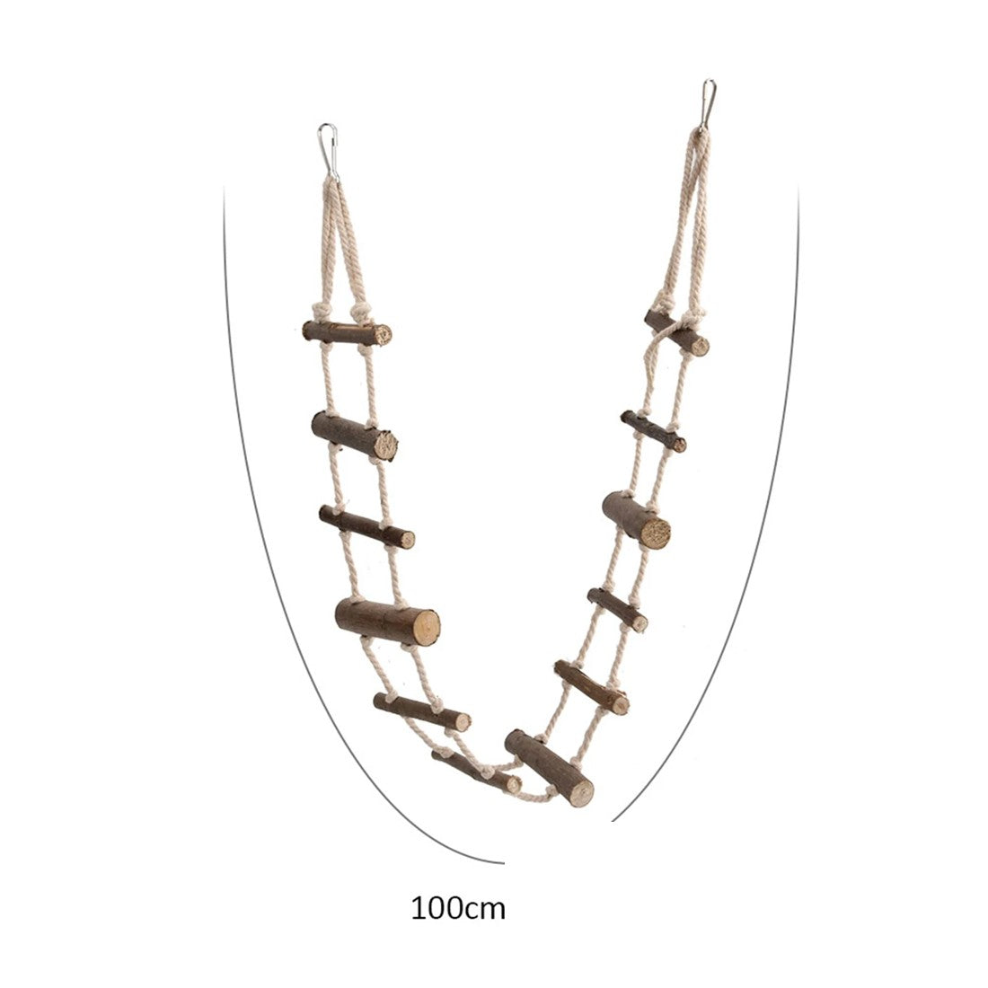 Cote de l'échelle de corde pour rat : 100 cm de long d'un mousqueton à l'autre