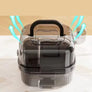 Cage de voyage cubique noire à couvercle transparent, poignée relevée