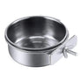 Gamelle inox à pince pour lapin, collier de serrage à vis papillon vu de trois quarts