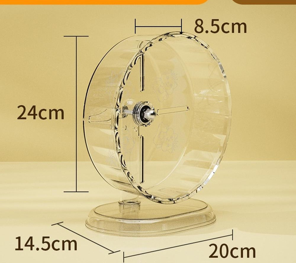 Roue transparente de 24 cm : piste de 8,5 cm, socle de 20 sur 14,5 cm