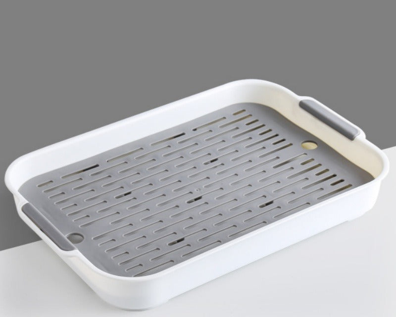 Plateau de litière blanc avec grille grise amovible