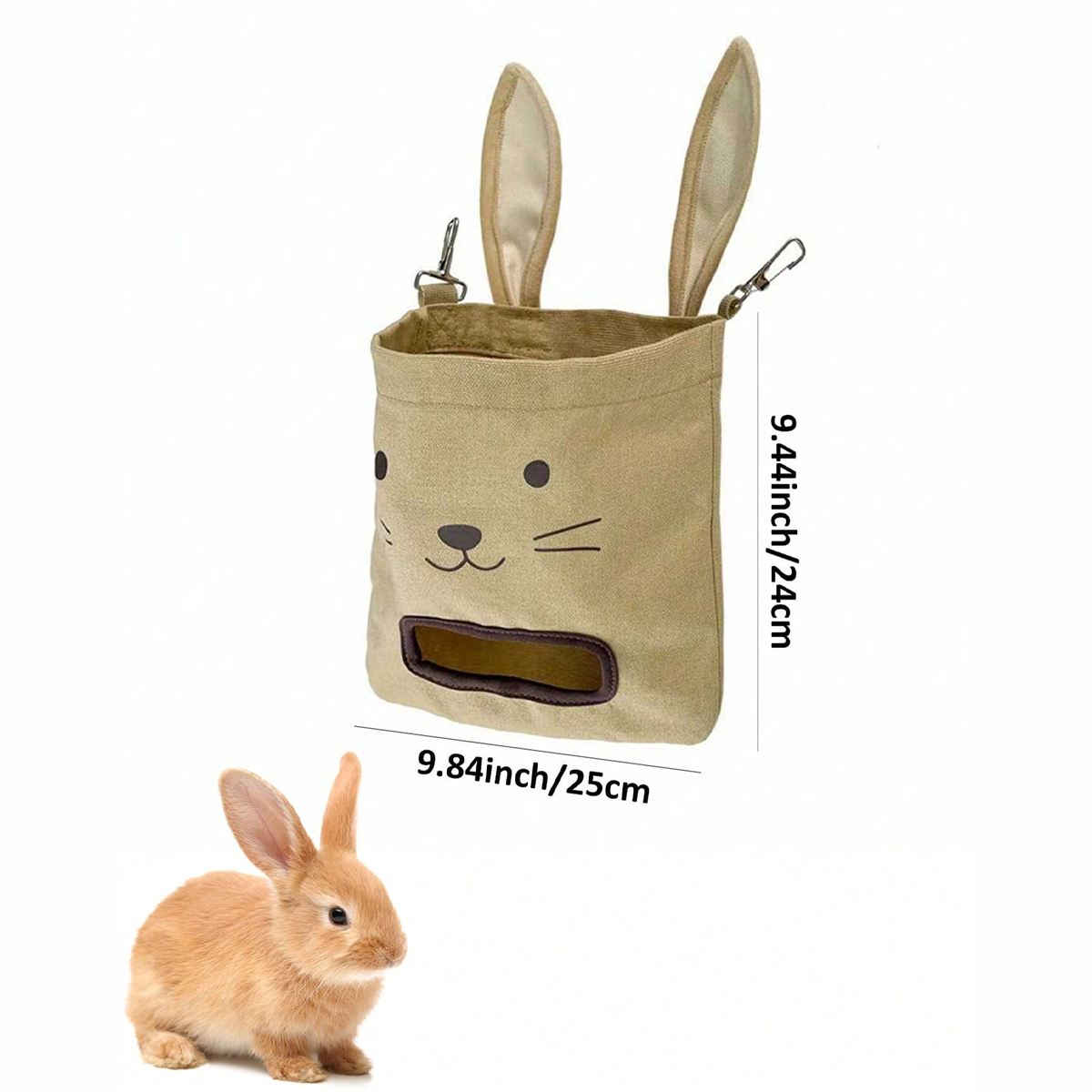 Schéma coté du sac à foin : 25 cm de large sur 24 cm de haut