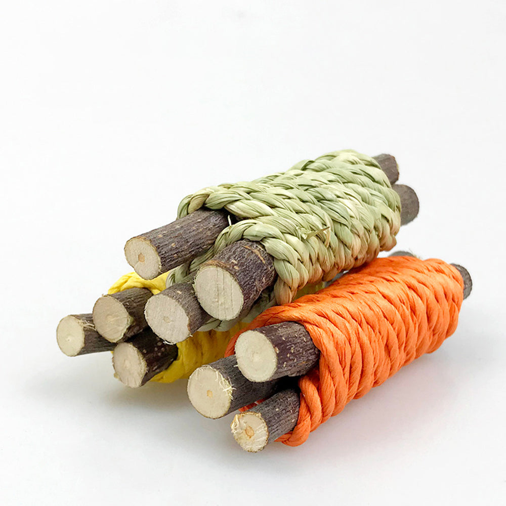 Détail des bâtonnets de bois habillés de fibre tressée