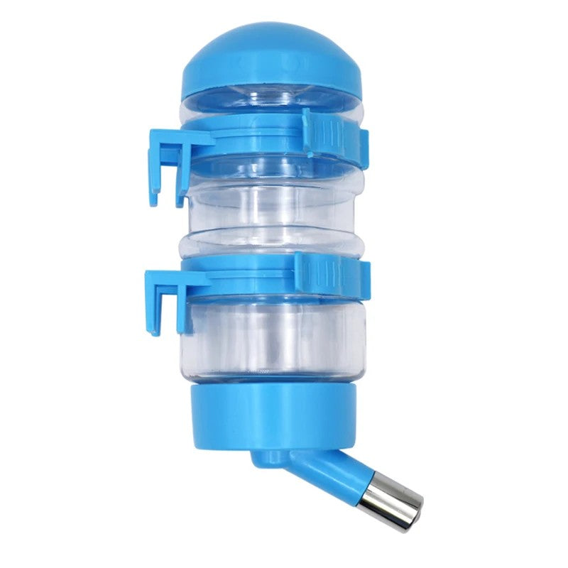 Bouteille à support rigide bleue de 400 ml, deux crochets moulés et embout métallique