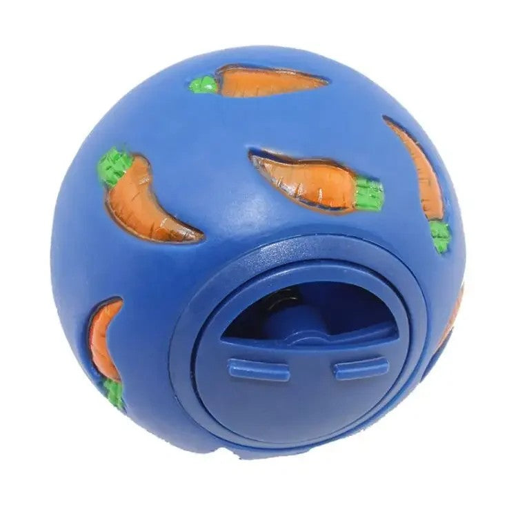 Balle à friandises bleue de 7,5 cm, ouverture réglable visible