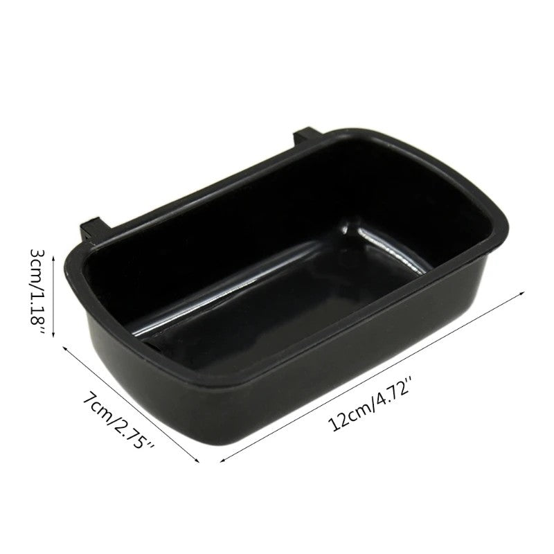 Schéma coté de la gamelle à clipser : 12 cm de long, 7 cm de large, rebord de 3 cm